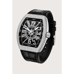 Reloj de Lujo para Hombre con Correa de Goma Negra, Cristal con Diamantes, Movimiento de Cuarzo, Pantalla Analógica, Caja de Acero Inoxidable, Resistente al Agua 10M - Product Image 3