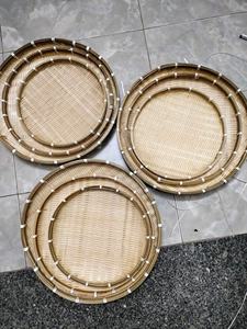 Plateau rond en bambou Eco-Friend panier de vannage plat produits faits à la main article de décoration d'intérieur de la ferme Vigi - Product Image 5