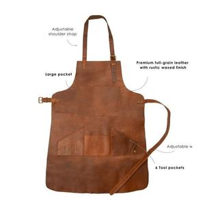 Premium Quality Wholesale Factory Customizable Heavy Duty Cowhide Leather Kitchen Apron Manufacture Adjustable Professional - Product Image 3