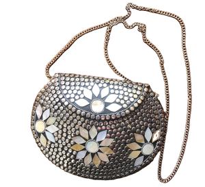 Pochette en acier incrusté de nacre artisanale | Sac à main de soirée élégant pour mariages, fêtes et occasions spéciales - Product Image 1