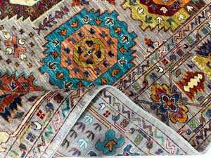 Tapis en laine tribale Waziri fait à la main | Tapis de salon-Chambre à coucher-Tapis 6x9, tapis fait main unique, tapis en laine tribal avec motifs ethniques. - Product Image 6