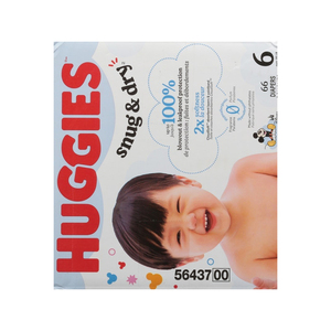 Pack familial Huggies Snug & Dry Couches Huggies Snug & Dry Approvisionnement en vrac pratique pour les bébés actifs - Product Image 6