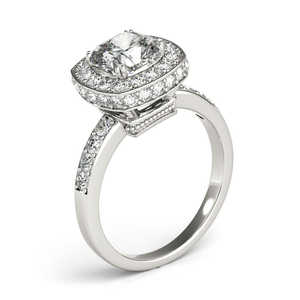 14K <b>White</b> Gold <b>Cushion</b> Cut Halo Diamond Engagement Ring 1.34ct Diamond Jewelry - Product Image 1