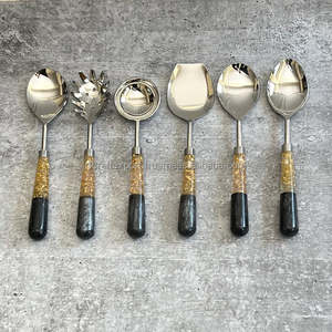 New India RF Crafts Stainless Steel <b>Serving</b> <b>Spoon</b> <b>Gold</b> Resin Design Tableware Home Fruit Boutique Coffee <b>Spoons</b> for Gifts - Product Image 4