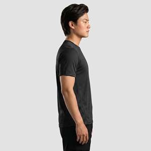 T-shirt Dry-X noir coupe classique en tissu tricoté 300 grammes léger avec impression sérigraphiée, coupe ample Dry-Fit compressée - Product Image 3