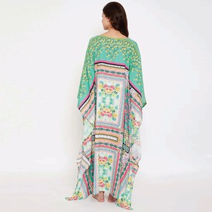 Último estilo y ajuste Maxi longitud corbata-Up 100% algodón estampado digital Floral algodón Maxi Kaftan - Product Image 5