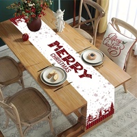 Nappe de Noël rouge et noire à motif écossais buffle, cerf et sapin de Noël, aspect lin polyester, chemin de table de fête, décoration de Noël
