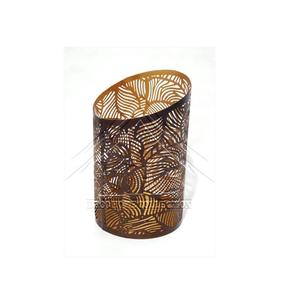Portavelas Moderno de Metal para Velas de Té, Diseño de Hojas Caladas, Linterna para Velas, Dorado y Bronce, para Decoración de Bodas, Fiestas y Hogar - Product Image 1