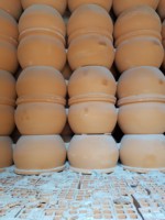 [Décor Ecova] POTS de jardin en terre cuite faits à la main en argile pour l'extérieur du VIETNAM avec TEXTURE côtelée verticale-MINI bols en terre cuite à fleurs