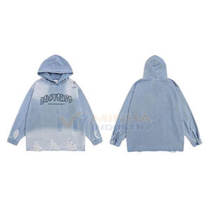 Sudadera con Capucha Bordada Desgastada para Hombre, Sudadera de Tela Suave con Puños y Cintura Acanalados, Sudadera Moderna con Bordado Desgastado para Hombre - Product Image 6