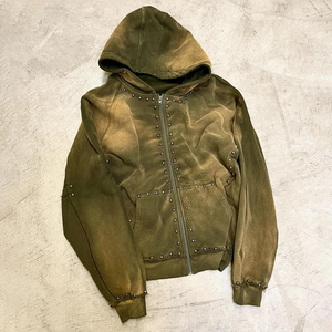 Pull d'hiver de haute qualité Sweats à capuche brodés en détresse Logo personnalisé 330gsm Poids lourd 100% coton surdimensionné Poche Sun Faded - Product Image 6