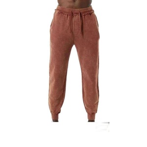 Pantalones de jogging lavados con ácido con logotipo personalizado para hombre, ropa deportiva de tela pesada de 400GSM, pantalones de chándal con patrón recto, ropa al por mayor - Product Image 1