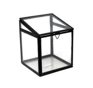 Boîte à bijoux de grande conception en verre et en laiton avec placage argenté pour la décoration de mariage - Product Image 2