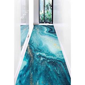 Blue Marble <b>Rug</b>: Contemporary Anti-Slip Accent <b>Rug</b>,<b>Chenille</b> <b>Rug</b> - Product Image 4