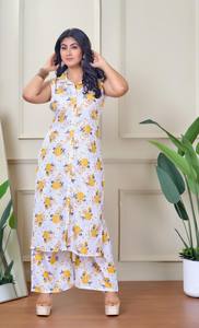 Tenue Kurti tendance sans manches avec imprimé Inbox pour femmes, idéale pour les réceptions de mariage et les célébrations festives - Product Image 2