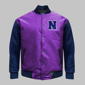 Veste universitaire en laine et cuir pour homme, col montant, style rétro, unisexe, sur mesure, vente en gros, fournisseur OEM - Product Image 5