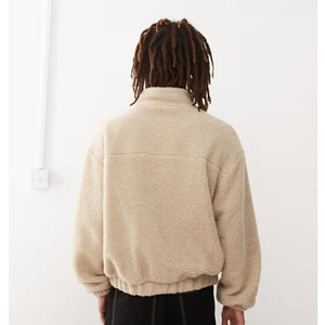 Haut court à col montant unisexe en polaire sherpa douce, avec logo de marque privée, fermeture éclair mi-longue, veste d'hiver de haute qualité 2026 - Product Image 3