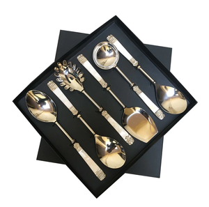 Ensemble de cuillères à salade en acier Royal Design or poli miroir personnalisé exigeant fait à la main ensemble de 6 pièces - Product Image 2