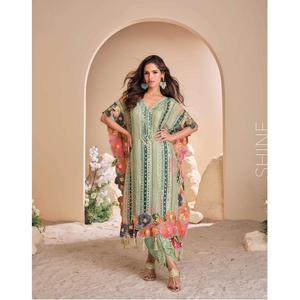 ชุดเสื้อผ้าแฟชั่นมารูติจากอินเดียชุดเสื้อคาฟตันโดติซาลวาร์ทำจากผ้าไหมเนื้อวิสคอสหนัก - Product Image 1