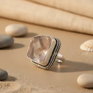 Women's Trendy 925 Silver Gemstone <b>Ring</b> Classic-Religious-Geometric Style Gold Plated Inlay on Brass <b>Statement</b> Jewelry - Product Image 2