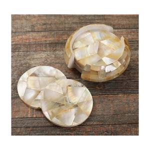 ชุดถาดรองแก้วใส่น้ำชางานฝังมุกแท้100% ทำด้วยมือหินอ่อนหินขัดเงาสำหรับตกแต่งบ้านโรงแรมการตกแต่งบ้านที่หรูหรา - Product Image 1