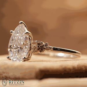 Pera y corte redondo diamante 7 piedra estilo anillo de compromiso para mujer - Product Image 3