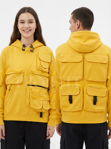 Sudadera con Capucha Utilitaria de Fieltro Profesional, Venta al por Mayor, Múltiples Bolsillos, Cierres de Cremallera, Capucha Ajustable, Alta Calidad, Talla Grande, Hecha a Medida - Product Image 3