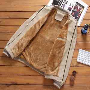 Blouson universitaire en toile respirant pour homme, col montant, fermeture éclair, style décontracté, noir, collection automne-hiver - Product Image 5