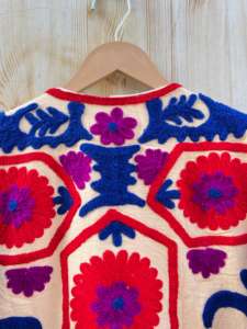 Suzani เสื้อแจ็กเก็ตปักลายด้วยมือสำหรับผู้หญิงเสื้อโค้ทผ้าคอตตอนสีชมพูแบบอินเดียสำหรับใส่ลำลองฤดูหนาวระบายอากาศได้เสื้อนอกเปิดกระดุมด้านหน้าโครเชต์ - Product Image 6