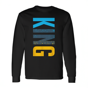 Camiseta de Manga Larga King Streetwear en Azul Gamma, Diseño Vertical Promocional - Product Image 2