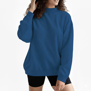<b>Women</b> Streetwear Printed Casual Oversized Mockneck Sweatshirt with Badge & Sequined Cotton Fleece <b>Warm</b> Winter <b>Top</b> - Product Image 1