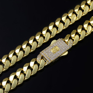 Collier chaîne cubaine en moissanite pour homme, style hip-hop, doré, maillons épais, de luxe, audacieux, brillant et de qualité supérieure - Product Image 3