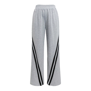 Pantalons de survêtement décontractés pour hommes en gros 2025, jambe large, 100% polyester, taille mi-haute, fermeture éclair, devant plat, service OEM, gris - Product Image 3