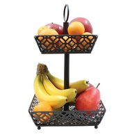 Elegante Aankomst Rechthoek Vorm Fruit En Groente Opbergmand In Zwart Ijzerdraad Voor Dagelijks Gebruik