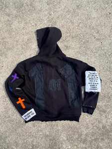 Heavy Weight Distress Printed Embroidery Gem Stones Streetwear Winter High Quality <b>Fleece</b> Drawstring Tracksuits <b>Men's</b> Sweatpants - Product Image 5