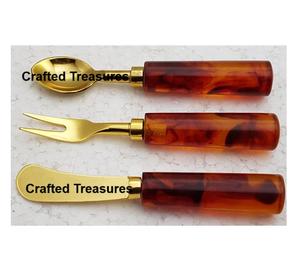 Sustainable Metal Cheese <b>Knife</b> & Butter Spreader Set Stainless Steel <b>Blade</b> with Epoxy Resin Handle for Home & Hotel Kitchen Use - Product Image 1