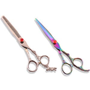 Ciseaux de coiffure professionnels de luxe en titane avec poignée décalée, ciseaux de barbier, fournisseur OEM ODM pour la vente en gros mondiale - Product Image 1