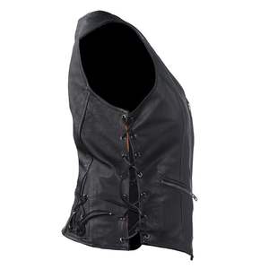 Design personnalisé femmes gilet en cuir moto pour hommes mode personnaliser en gros solide noir toutes les tailles moto en cuir véritable gilet - Product Image 3