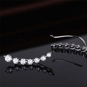 Orecchini in Oro Bianco 14K o Oro Rosa 14K con Cristalli Design Climber Crawler - Product Image 4