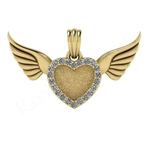 High Quality Custom Pendant Sterling Silver 925 Necklace Mounting Heart <b>Angel</b> Wing Sublimation Blank Bezel Jewelry Components - Product Image 2