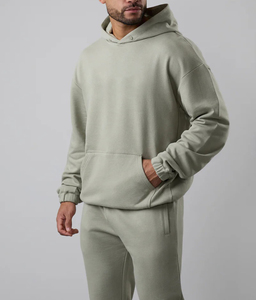 Survêtement à capuche pour homme 100% coton, coupe longue, décontracté, avec logo imprimé sur le devant, respirant, coupe classique, style automne - Product Image 3