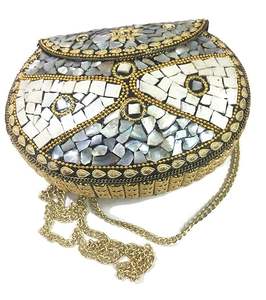 HF artisanat haute qualité bohème mode dames pochette à la main mosaïque avec chaîne décoration couverture fermeture gamme de prix bas - Product Image 3