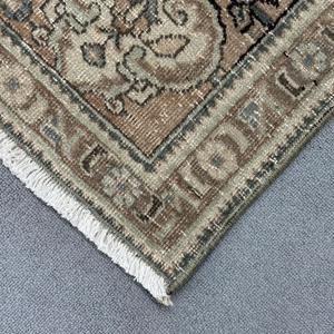9.3x12.8 ft Oversize Vintage Rug, Turkish Rug, <b>Brown</b> Blue Patchwork <b>Wool</b> Rug - Product Image 4