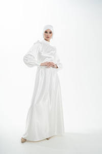 Exclusivo islámico modesto color marfil con capa Slim Fit Abaya vestido para mujeres musulmanas modesto vestido de novia - Product Image 5