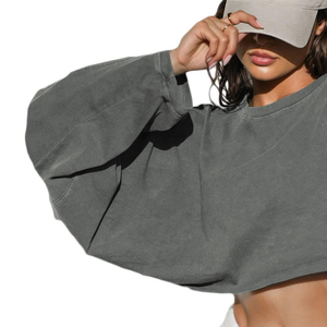 Sweat-shirt blanc brodé personnalisé pour femmes, sweat-shirt à capuche court en coton pour filles, logo personnalisé, sweat-shirt tendance pour femmes - Product Image 3