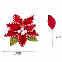 Branches de fleurs artificielles en velours rouge et blanc pour décorations de Noël