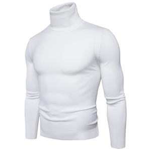 New <b>Men's</b> Solid Color Slim <b>Turtleneck</b> <b>Sweater</b> <b>Sweater</b> Large Size Fashion Casual Pullover Base Shirt - Product Image 3