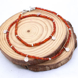 Collier pour femmes en argent sterling massif 925 cornaline naturelle de luxe rouge certifié GIA pour la vente en gros - Product Image 4