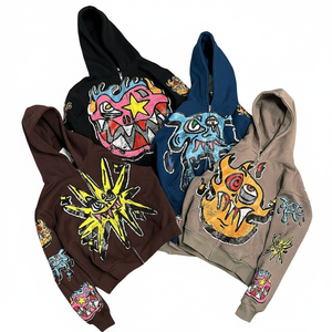 Customized Design Most Demanded oversized <b>drop</b> shoulder Zipper mens Hoodie Digital Printed 100% Cotton fleece Solid Factory Made - Product Image 1