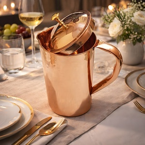 India Pure Copper Jug <b>Pitcher</b> 1 LTR Eco-Friendly Metal Handle Water Storage Durable Home Kitchen Use - Product Image 3